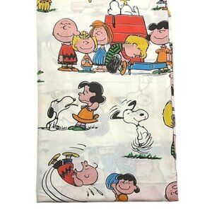 Vtg Peanuts Twin Flat Sheet Snoopy Happiness Is Charlie Brown 1970's Muslin
